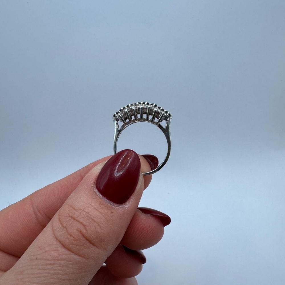 Sterling Silver Sapphire & CZ Statement Ring – Size 7 - Picture 7 of 11